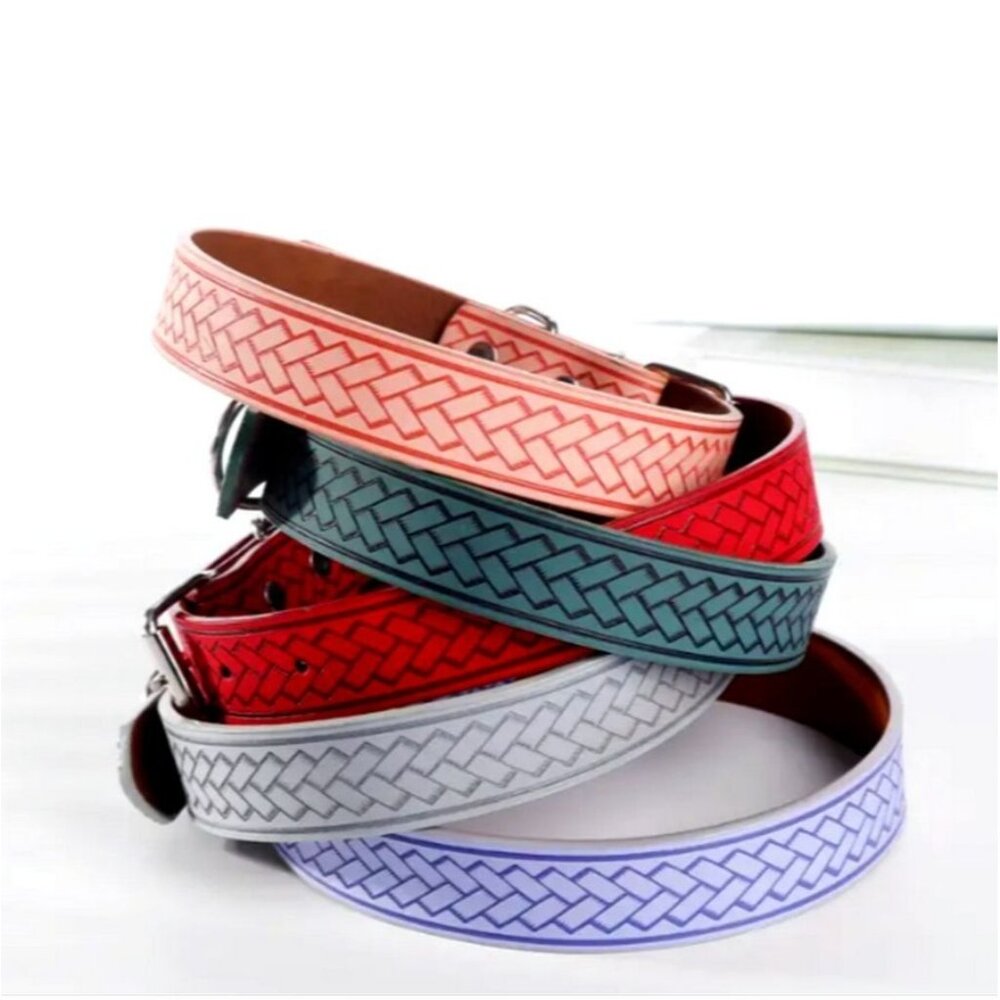 Kasen Herringbone Dark Teal Green Dog Collar Large Gift Packaged - Picture 2 of 10